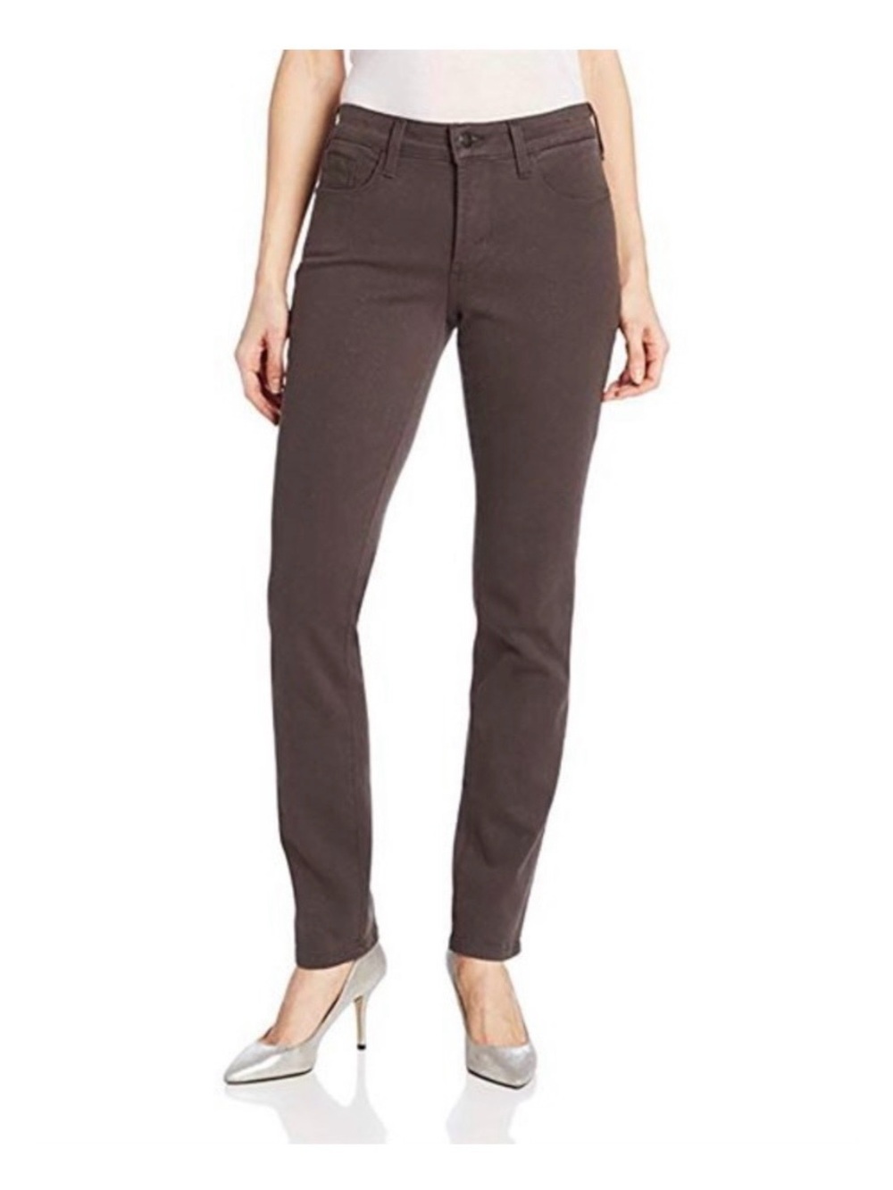 NYDJ Slim Straight Ankle Jeans in Brown